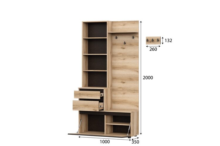 Вешалка с зеркалом «Берген» серия 3 (1000х350х2000)