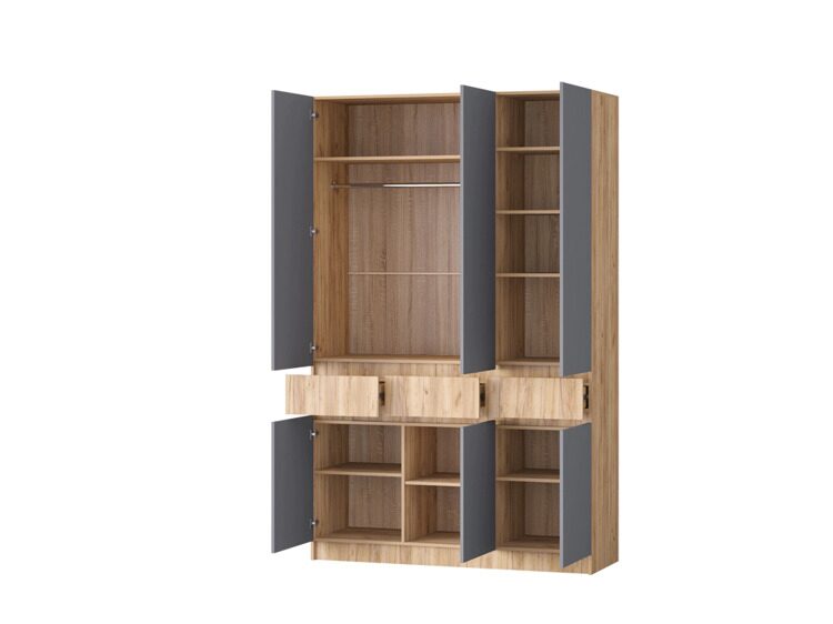 Шкаф 3-х створчатый «Артек», графит/дуб крафт золотой (1500х520х2400)